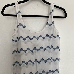White and blue woven tank